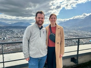 Justin Hughes and Lindsay Jones at the top of de la Bastille, France